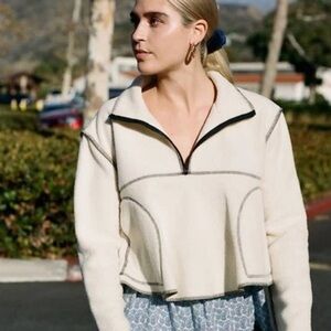 Urban Outfitters Cream Fleece Quarter Zip